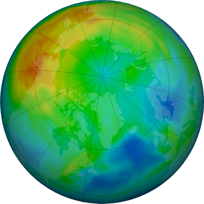 Arctic ozone map for 08 December 2020